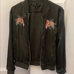 Silky bomber with floral detail